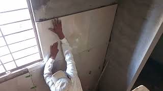 Installing 24x48 porcelain tiles on walls || 100% Coverage How to Install 24x48 Tile || amir ali