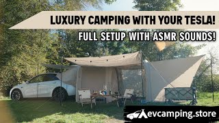 Luxury Camping with your Tesla & SUV: MKCAMP™ Two Room Tent  Full Setup with ASMR Audio!
