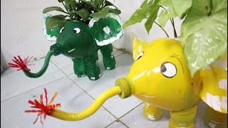 Make Cute Elephant Shaped Plant Pot From Plastic Bottle - smart Idea Flower pot