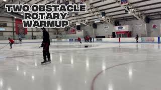Two Obstacle Rotary Warmup Drills #hockey #hockeydrills #hockeyskills