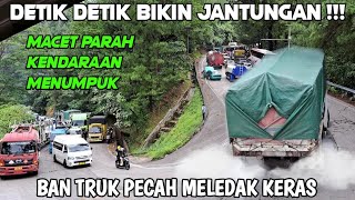 Download Lagu Bikin Jantungan‼️ Ban Truck Pecah Meledak Keras Saat Truk Terjebak Macet di Tanjakan Sitinjau Lauik MP3