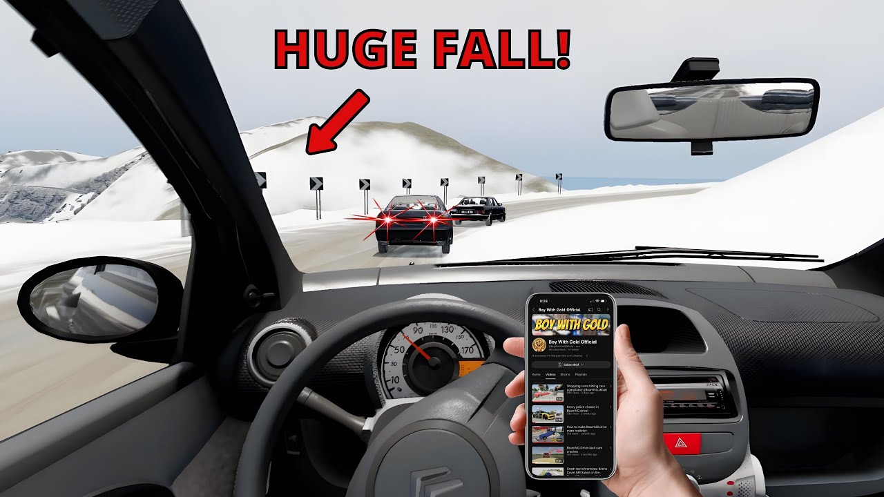 Driving a Citroën C1 on snowy mountain roads (BeamNG.drive)