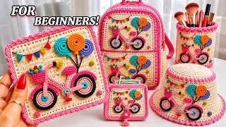 😱SUPER EASY!VIRAL Crochet BICYCLE Granny Square | PERFECT FOR Mini BAG, Hat, Backpack & Pencil Case