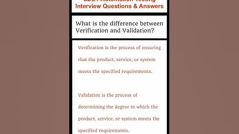 What is the difference between Verification and Validation? SDET Automation Testing Interview