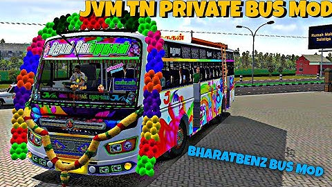 JVM Tn private bus mod || Bharat benz bus mod foe bussid v3.7.1|| Bus simulator indonesia mod review
