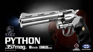 Airsoft Review #404 Tokyo Marui Colt Python .357 Magnum 6'' Stainless Silver (Spring Air Revolver...