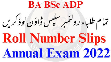 BA BSc Annual Exams 2022 - Roll Number Slips