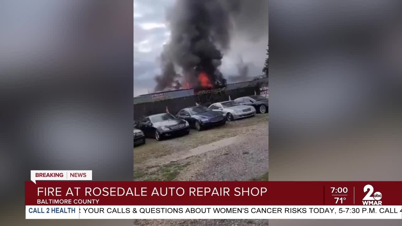 Fire at a Rosedale auto repair shop Wednesday afternoon - YouTube