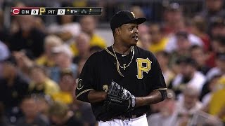 CIN@PIT: Volquez fans six over 7 2/3 of one-run ball