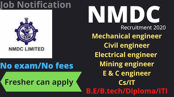 NMDC Recruitment 2021 | ITI/Diploma/BE/ B.tech| Fresher hiring | Job Vacancy 2021 | NMDC Vacancy2021