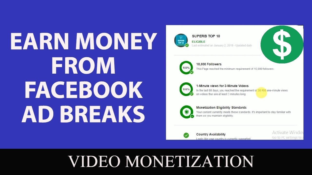 earn money facebook ad breaks