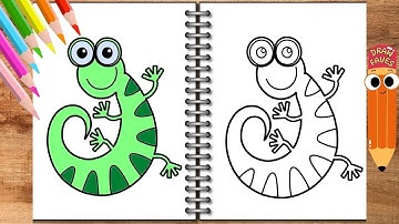 How to Drawing a Cute Lizard | Tutorial Easy & Step By Step | Draw Lizard ( lizard )