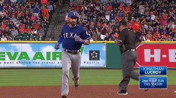 TEX@HOU: Lucroy crushes two-run homer over the tracks
