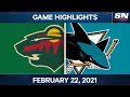 NHL Game Highlights | Wild vs. Sharks – Feb. 22, 2021