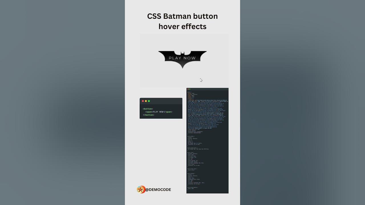 CSS Batman button hover effect || #animation #css #threejs #coding # ...