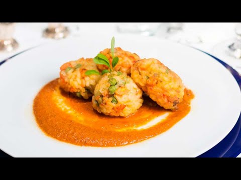 Albóndigas de arroz con gambas