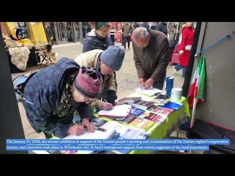 Winchester, England—Jan 2024: MEK Supporters Held an Exhibition in Support of the Iran Revolution.