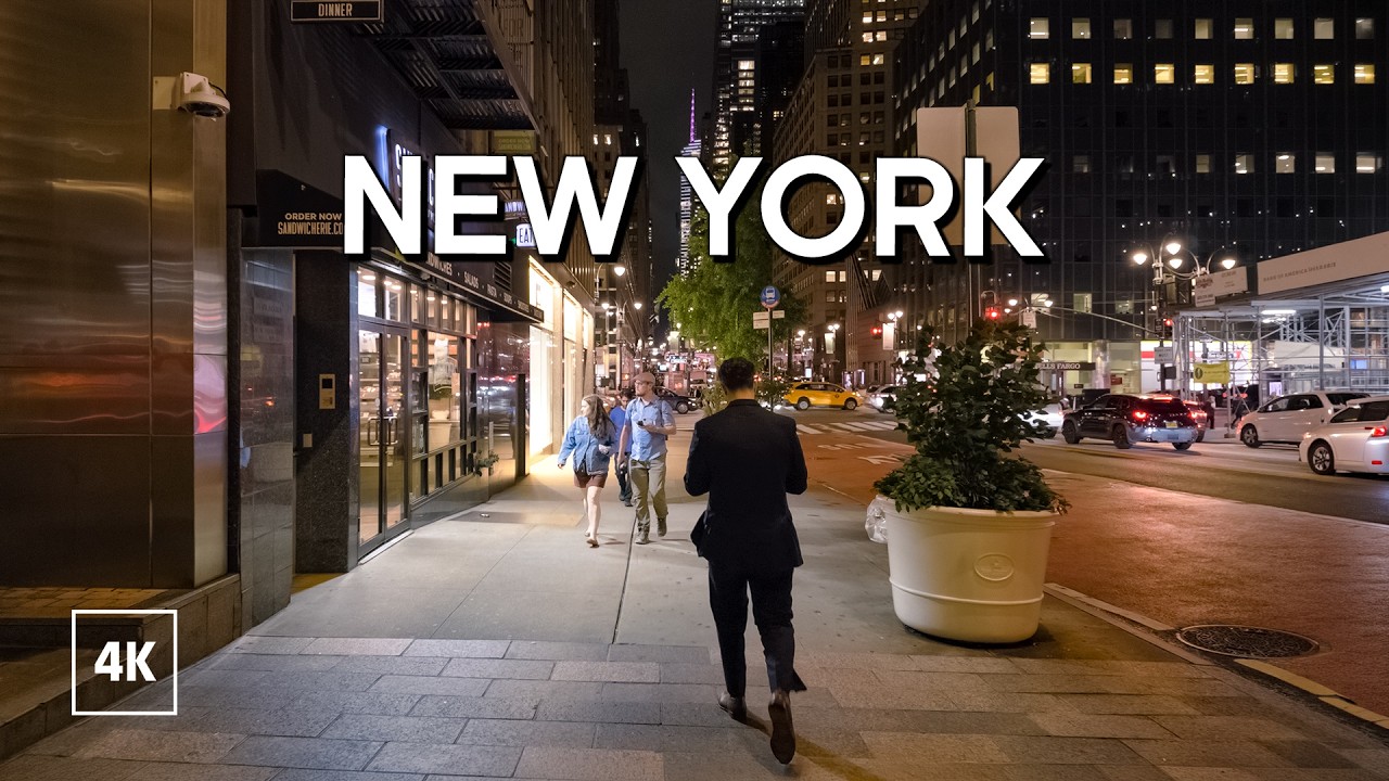 Walking in New York at Night / Explore Midtown Manhattan / NYC Walking Tour 4K