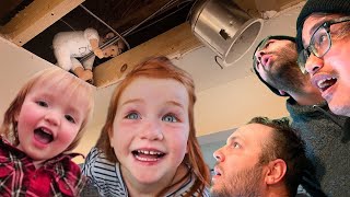BABY SURPRiSE inside the CEILING!!  Hidden baby makeover and reveal for Spacestation Crew \& my dad!