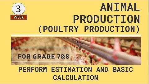 TLE GRADE 7 & 8 - ANIMAL (POULTRY) PRODUCTION - PERFORM ESTIMATION AND BASIC CALCULATION (WEEK 3)