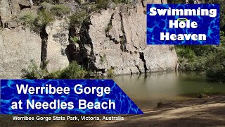 A video guide to walking along the werribee gorge circuit trail via
blackwood pool needles beach for swim in river.