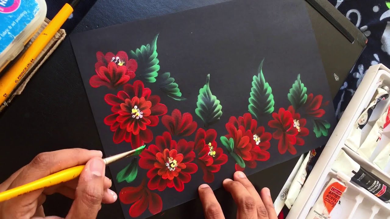 One Stroke Painting Acrylic Painting How to paint Flowers