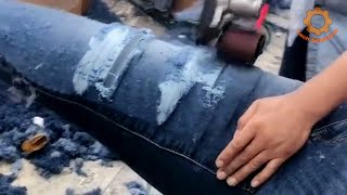 Как делают рваные джинсы в Китае