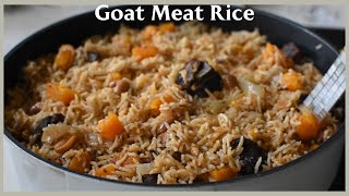 Onepot Goat Meat & Kelewele spiced Rice recipe // for the family or a dinner party.