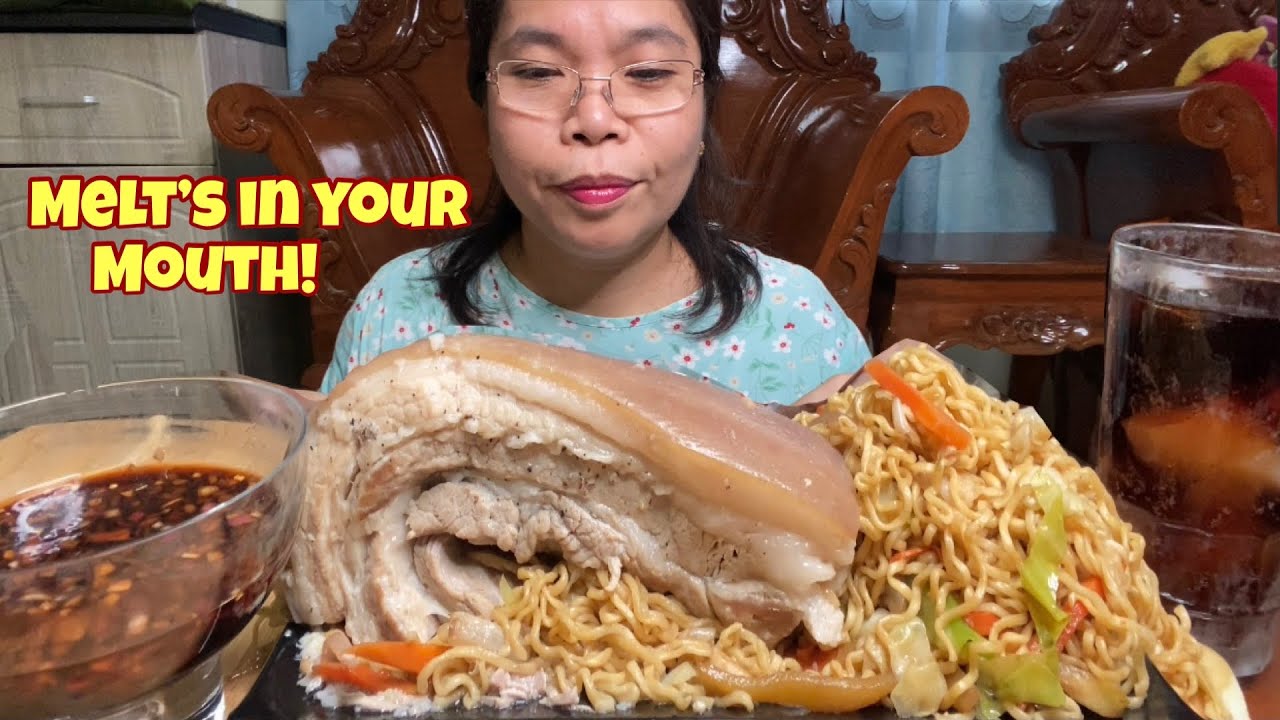 BOILED PORK BELLY SO TENDER!LUCKY ME PANSIT CANTON | MUKBANG PHILIPPINES | FILIPINO FOOD | ASMR