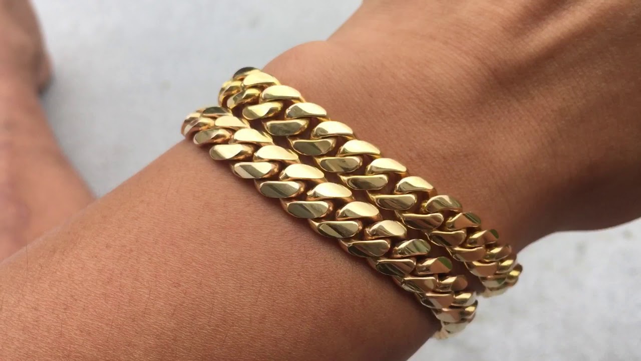 Two 14k 9mm 8” Miami Cuban link bracelets made by Limaxi jewelers and
