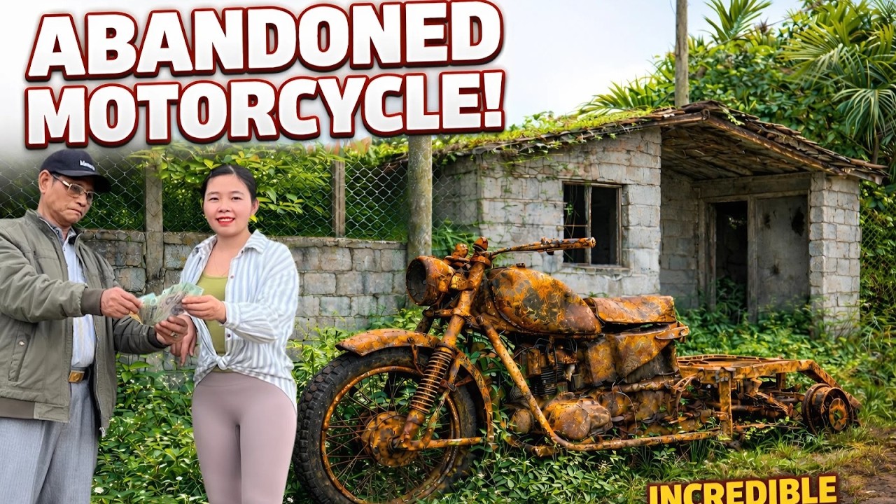 Time-lapse: The girl spent 10 days repairing and restoring a broken-down three-wheeled vehicle.