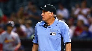 Umpire Hit in the Face by Ball - Home plate umpire Tom Hallion had to leave the Ang