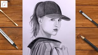 How to draw a beautiful girl with Wearing Cap for beginners | Cute Girl Drawing | The Crazy Sketcher
