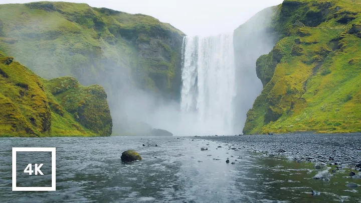 4K UHD Skogafoss Waterfall White Noise | 6 Hour Sleep and Focus Ambience