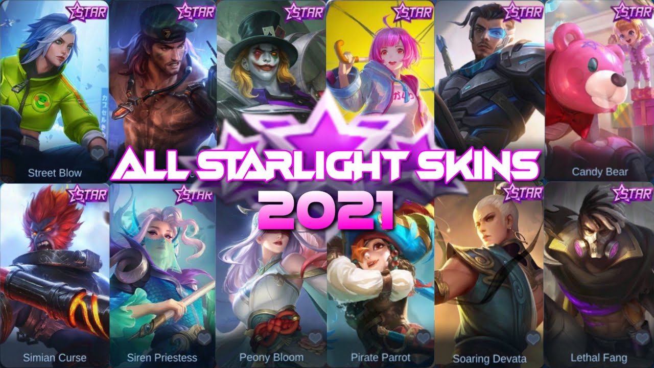 ALL STARLIGHT SKINS UPDATE 2021 IN MLBB MOBILE LEGENDS NEW SKIN ML