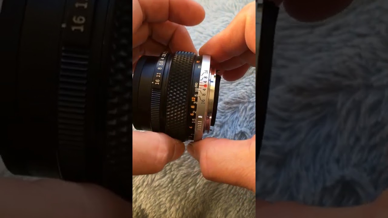 Olympus ZUIKO OM 50 mm f1.4 super fast manual lens focus and aperture mechanism