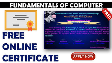 Fundamentals of Computer Free Certificate | Free Online Computer Course Certificate