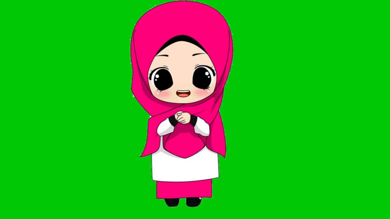 Green screen animasi kartun muslim 
