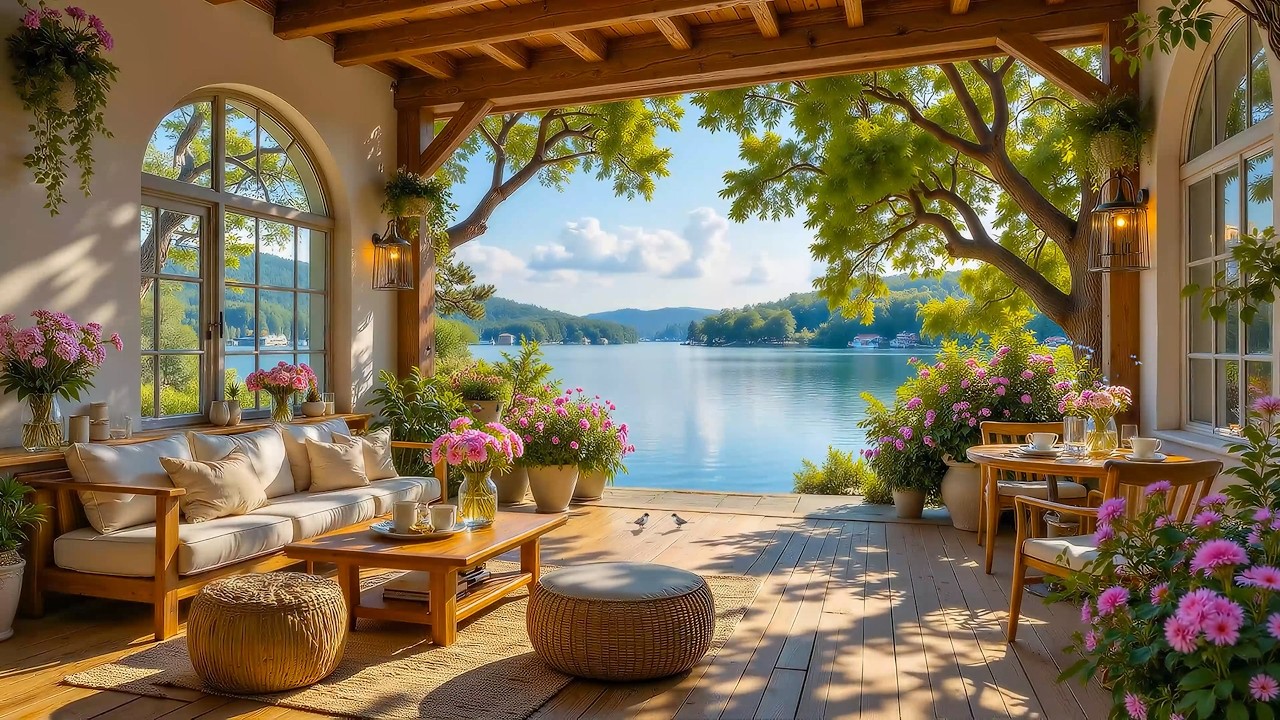 Tranquil Piano with Warm Spring Nature Ambience 🌿Piano Music at Cozy Porch to Relieve Stress & Relax