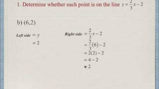 Determine if a point is on a line: equation of a line