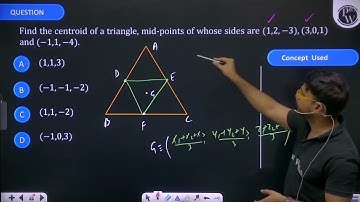 Find the centroid of a triangle, mid-points of whose sides are \((1,2,-3),(3,0,1)\) and \((-1,1,....
