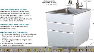 Transolid TC2D-1522-W All-in-One 15.5 in. x 22.4 in. x 34.9 in. Metal Drop-In Laundry/Utility Sink