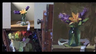 How to paint flowers in a glass vase