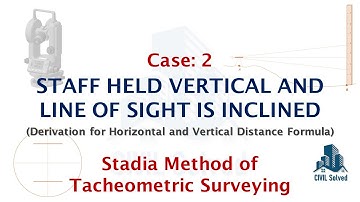 Case 2: When line of sight is inclined & staff is vertical, Stadia Method of Tacheometric Surveying