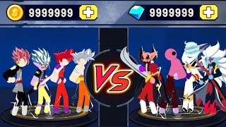 Stickman Warriors Mod | Goku SSJ Red & Vegito Blue vs Beerus & Hearts || My games Studio