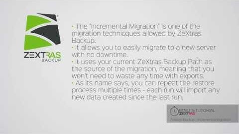 ZeXtras Suite for Zimbra: One Minute Tutorials ep. 14 -  Incremental Migration with ZeXtras Backup