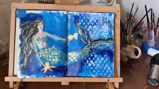 Drawing and Painting a Mermaid Under Water  Art Journal Page
