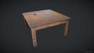 🪵 Decayed Wooden Table 2 - Low Poly PBR 3D Model