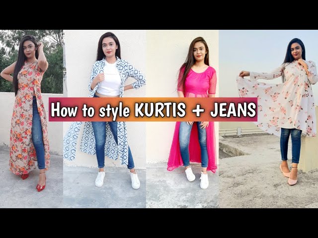 Wide Leg Jeans Style with Kurti | Kurti Outfit Ideas | How to Look Stylish  Kurti & Jeans | - YouTube