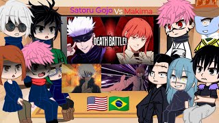 🇺🇸/🇧🇷/Jujutsu Kaisen+vilões react to Gojo VS Makima ( Jujutsu Kaisen VS Chainsaw ) DEATH BATTLE!